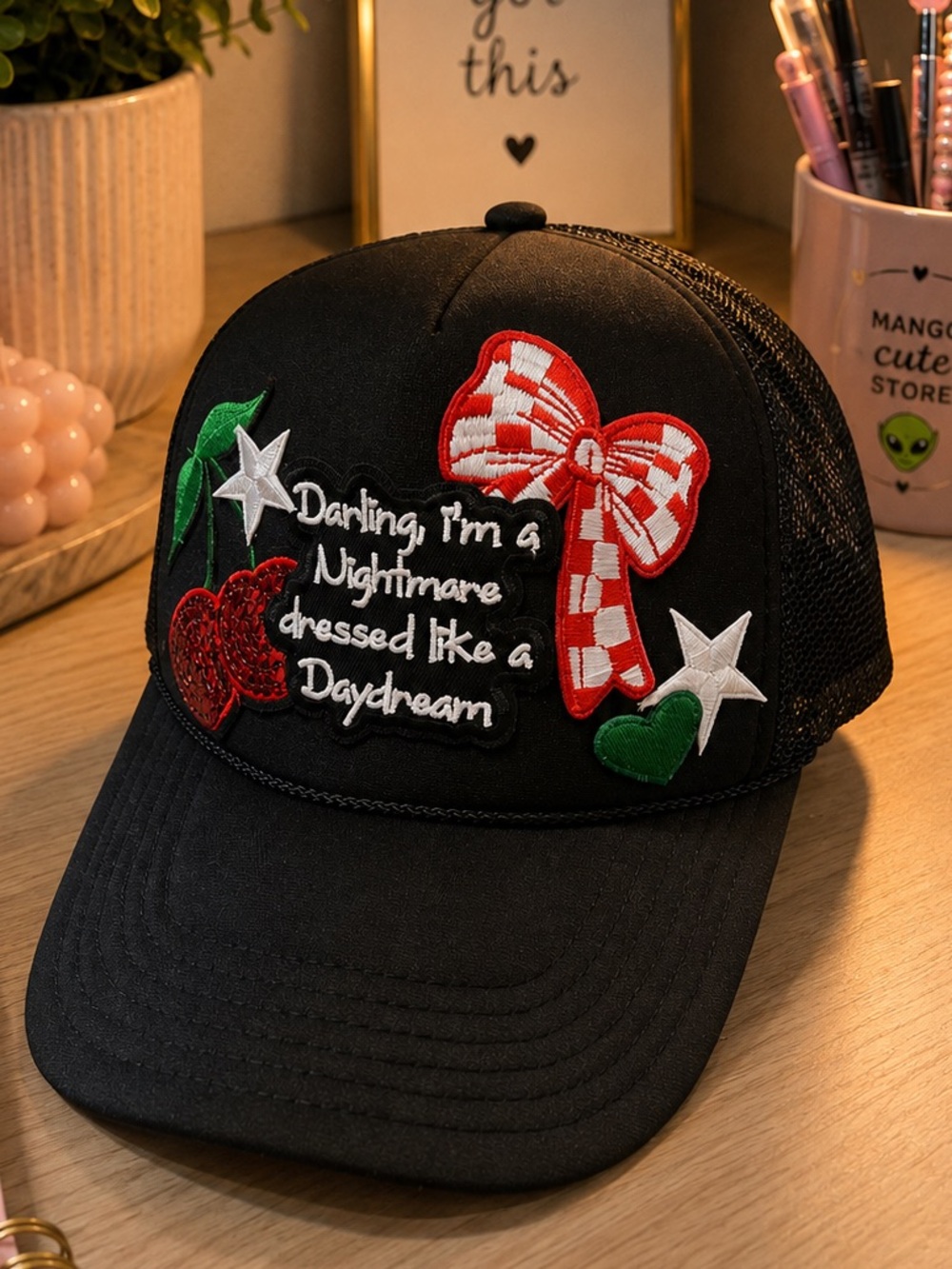 Reserved ⚠️ OTTO Trucker Hat “Darling I’m a Nightmare Dressed Like a Daydream.”